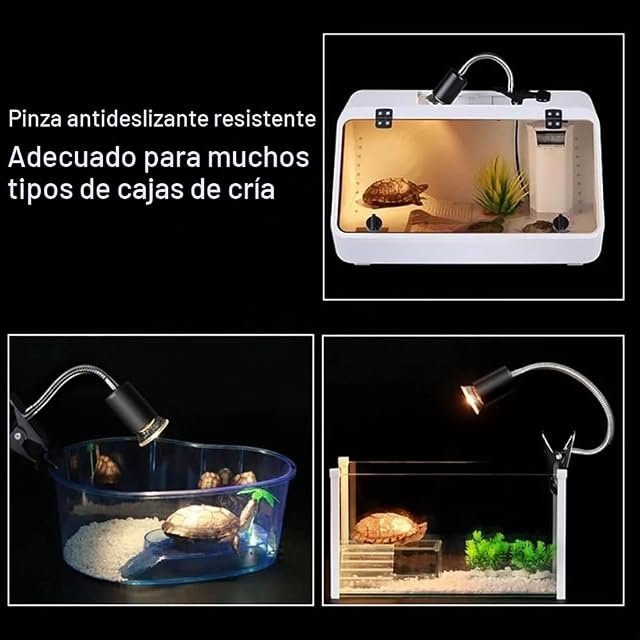 Foto 3 de 7 de NEWFUN Lámpara para Tortuga,Luz Tortugas de Agua,Lámpara de Calor de Reptil con Clip,con 2 Bombillas UVA UVB…