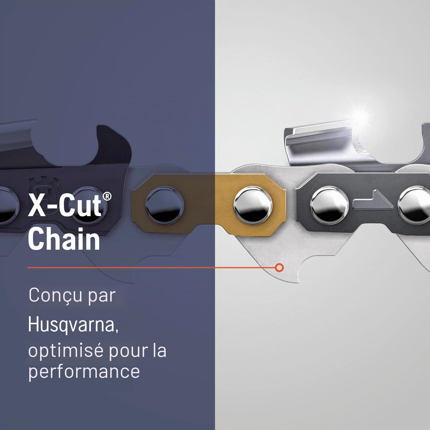 Husqvarna X-Cut S93G Chaîne de tronçonneuse de 35,6 cm, pas de 1 cm, calibre 127 cm, lame de rechange à 50 maillons d'entraînement, pré-étirée et faible retour, gris