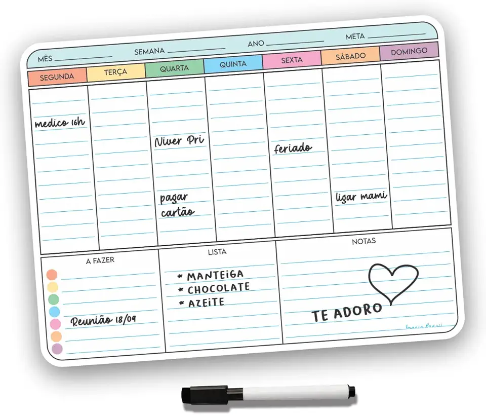 Ímã De Geladeira Porta Recados Anotações Planner Com Canetaa