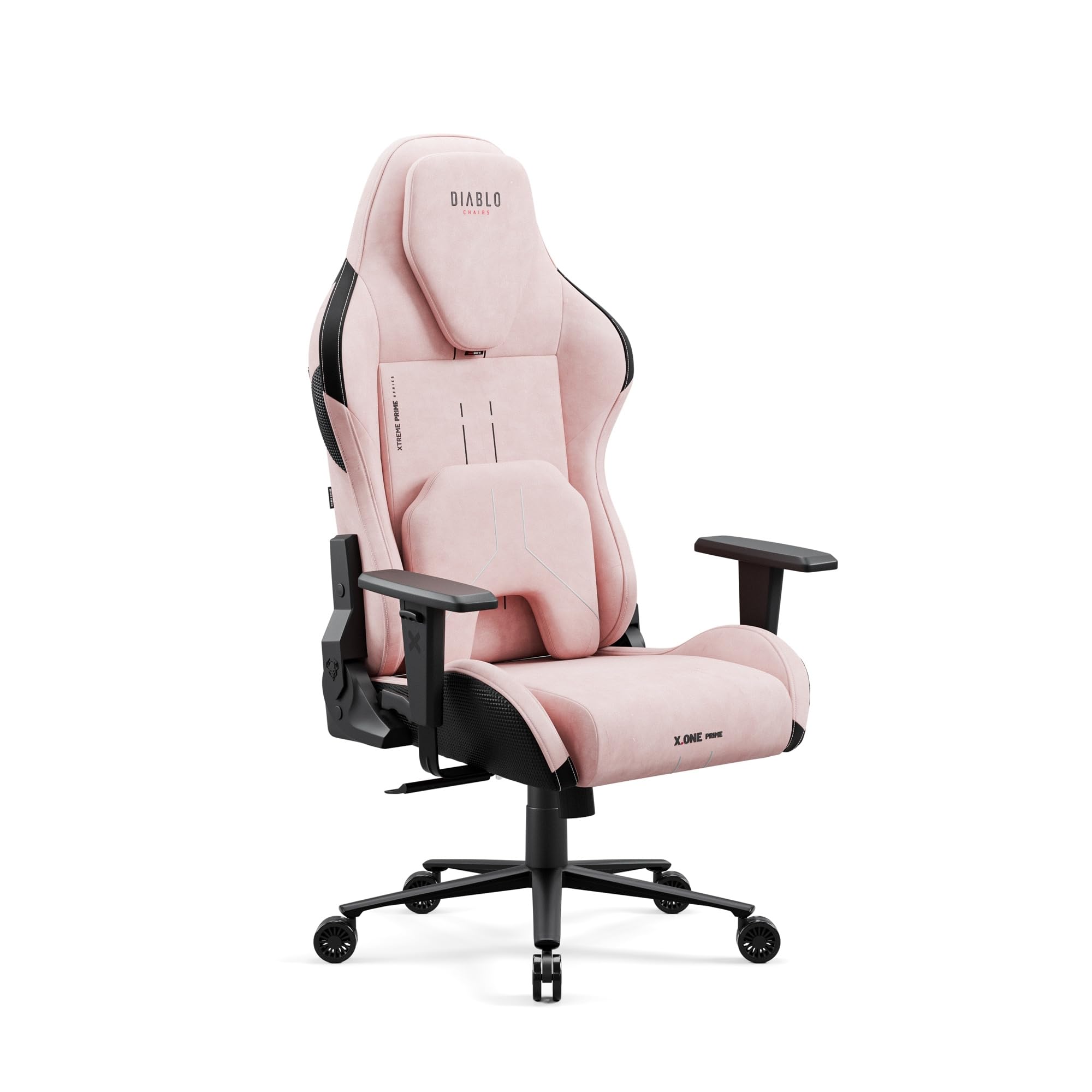Diablo Gaming Stuhl Stoff X.One Prime Gamer Stuhl Ergonomisch mit Magnetische Kopfstütze und Kühlender Sitz Robuste Metallbasis, Höhenverstellbare Armlehnen Pc Stuhl, Gaming Chair 140 kg Akira Pink