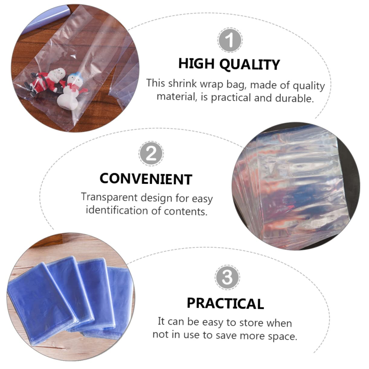 Beatifufu 200pcs Shrink Wrap Sealer Bags PVC Heat Shrink Film 3 Inches Essential Oil Bottle Packaging Fresh Storage