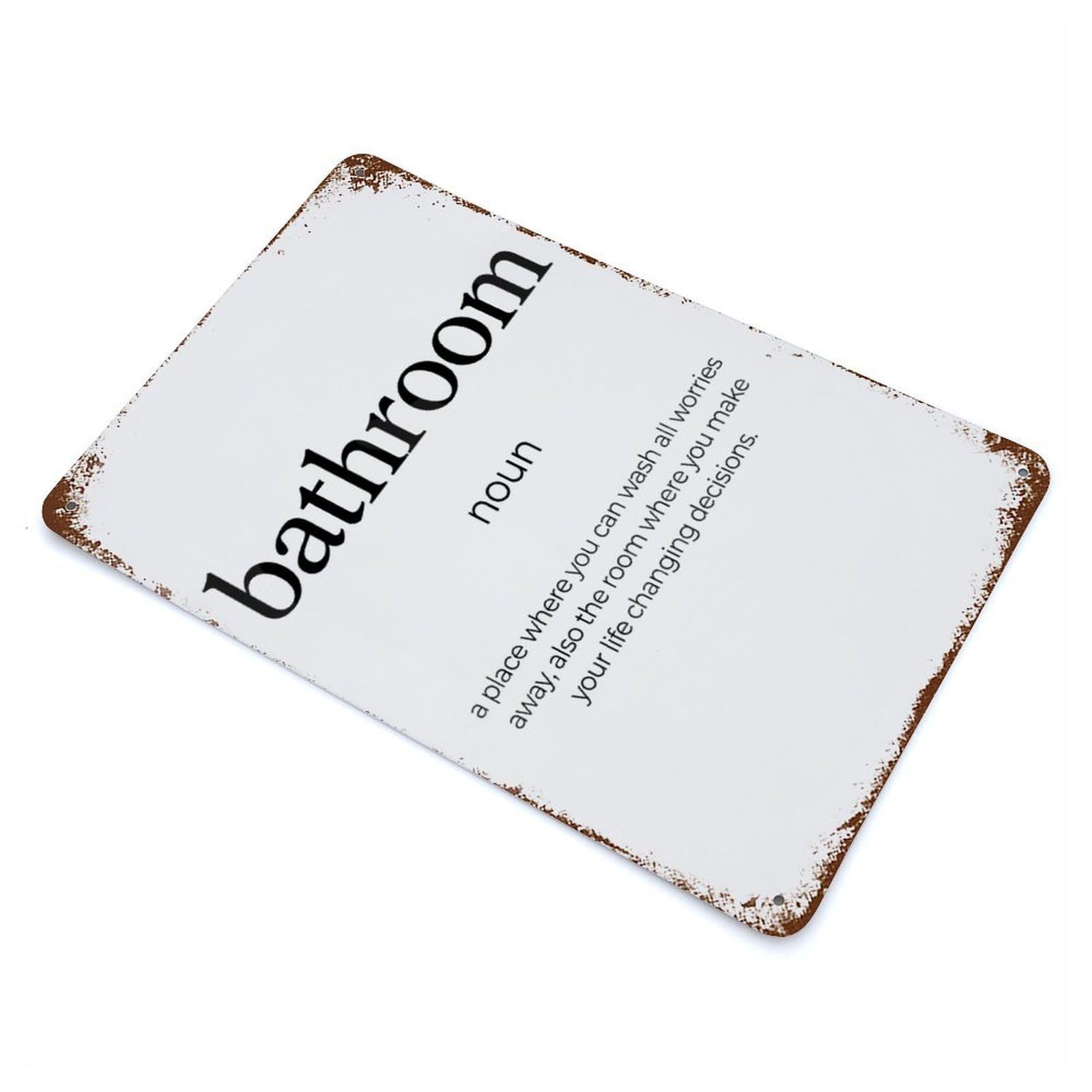 Bathroom Definition Rust Effect Tin Sign 11.8"x7.9", Ideal for Farmhouse, Kitchen And Entryway Decor