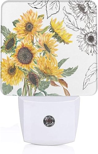 Miniatura 1 de Luces nocturnas de girasol enchufables LED con sensor automático del atardecer al amanecer, lámpara de noche para decoración de pared de casa de