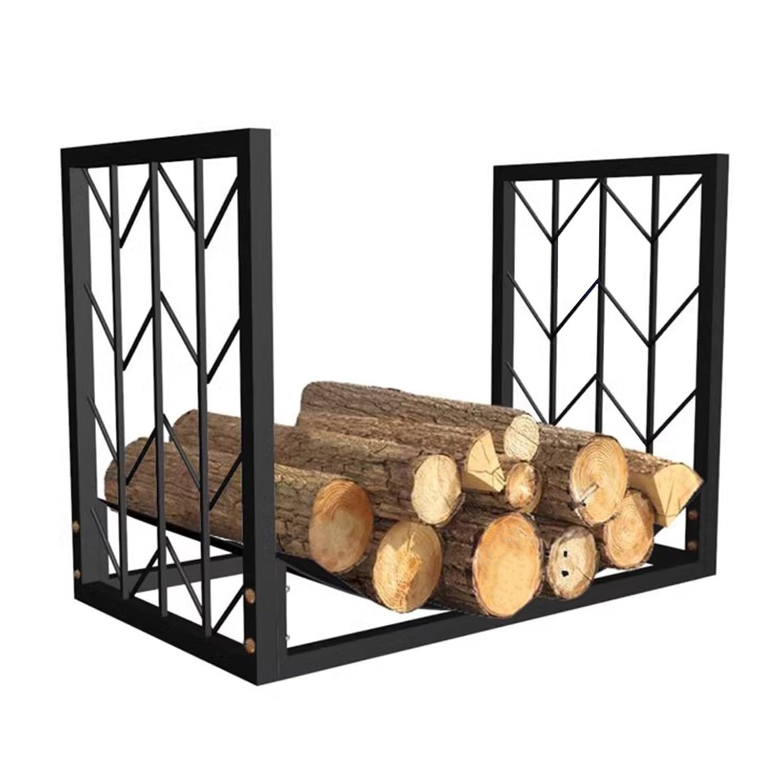 Iron Art - Portalegna per caminetti, stufe e bracieri, robusto cestino in legno per una facile conservazione e organizzazione per uso interno ed esterno, struttura in metallo resistente per una