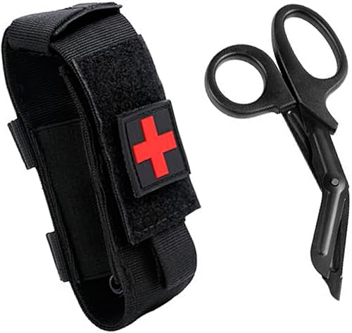 Bolsa de torniquete mejorada con torniquete y cizalla, soporte para torniquete Molle, torniquete táctico TQ, torniquetes de trauma y tijeras