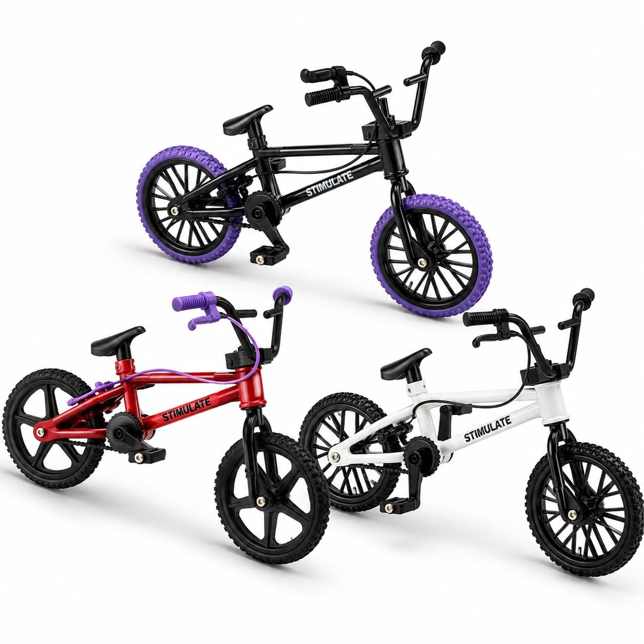 STIFFENERS 3PCS Finger Bike, Finger Bikes and Finger Set, Finger Mountain Bike for Office Workers, Finger Bikes in Black White Red