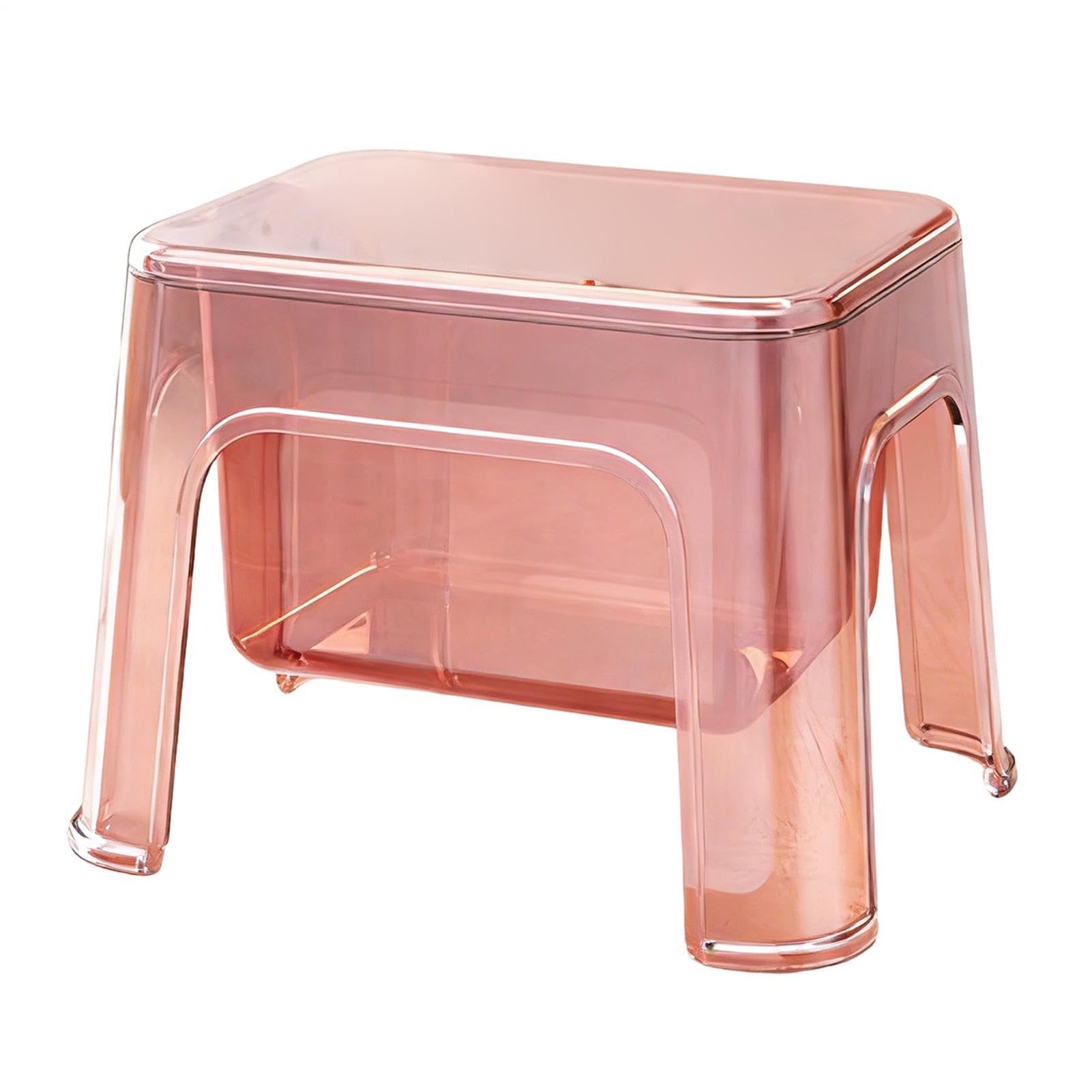 Genérico Taburete de Baño Silla de Baño Color Transparente con Espacio de | Banco Pequeño de la Ducha Para en Dormitorio, Tocador, Rincón de Almacenaje, Baño, Cocina y Hogar