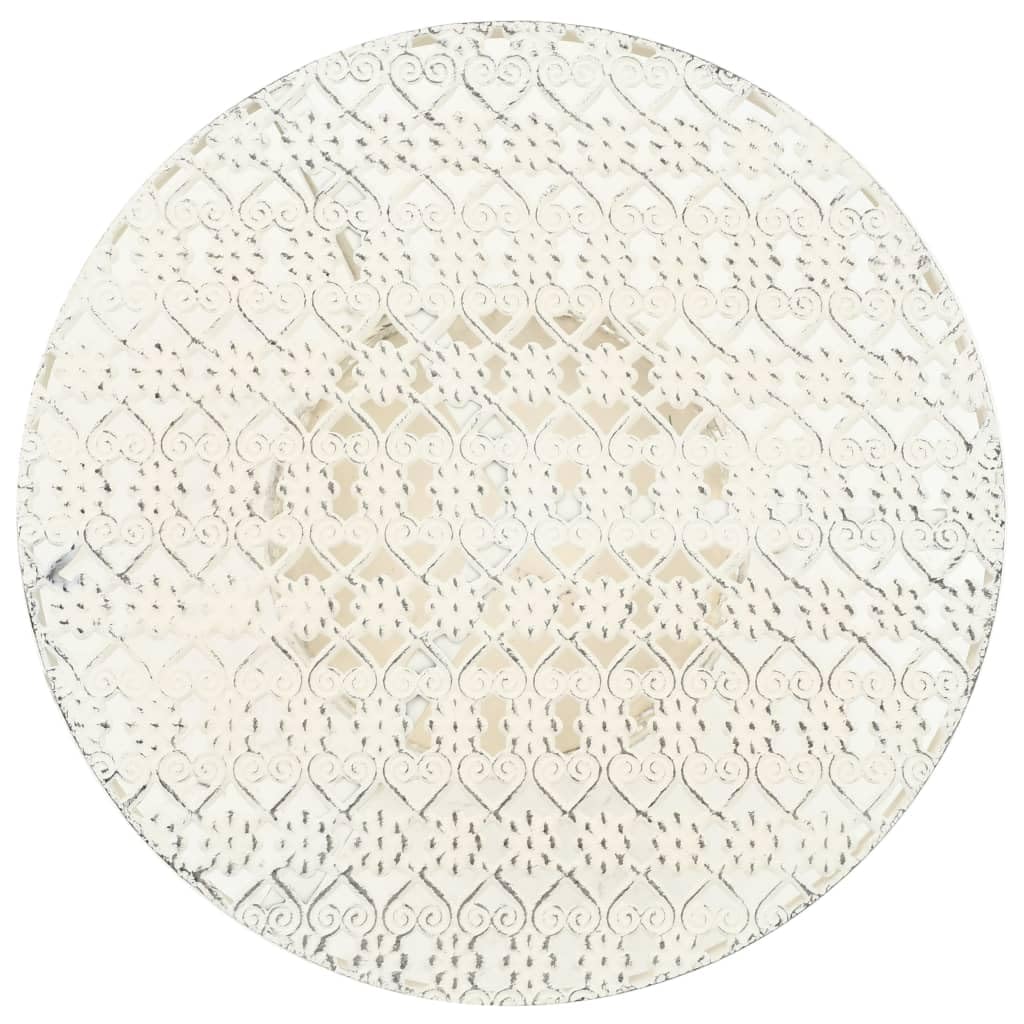 Stół bistro w stylu vintage, okrągły, metalowy, 40 x 70 cm, biały, mały stół jadalny z półką, na balkon, taras, do mieszkania, kuchni