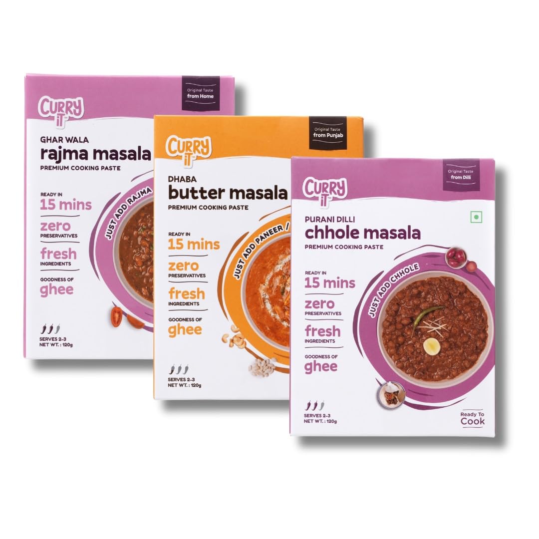 CURRYiT North India Masala Kit | Rajma, Chole, Butter Masala | Ready to Cook Curry Paste (Pack of 3-360g) | Ready in 30 Mins | Made with Ghee | Ready To Cook Indian Masala Gravy (B0CL9C75Q3) Amazon Price History, Amazon Price Tracker