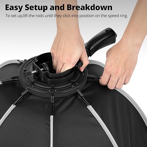 Miniatura 4 de AMBITFUL Softbox portátil de 25.6 pulgadas  25.6in octogonal, caja de luz rápida Speedlite Flash Softbox con rejilla para fotografía al aire libre,