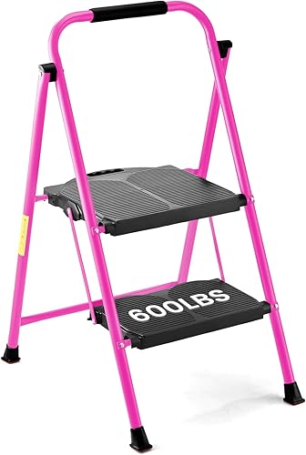 ALPURLAD Escalera escalonada extra grande y ancho de 2 escalones, taburete plegable personalizado que pasó 800 libras de prueba de EE. UU.,