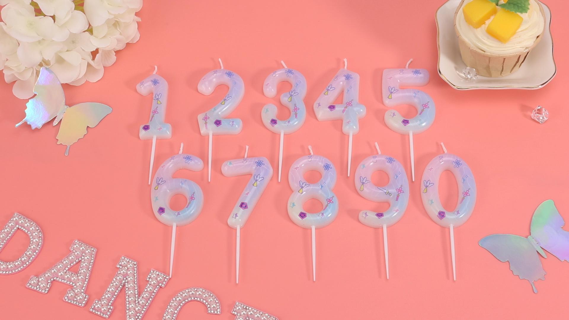 Image of Pink Number 4 Birthday Candles, Cartoon Themed Cake Toppers for Boys Girls Cake Decorations, Birthday Decorations Party Supplies, Number Candles for Party Decor