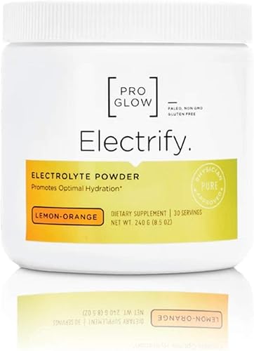Suplemento de reemplazo de electrolitos de naranja limón en polvo con stevia para hidratación, ProGlow Electrify (30 porciones)
