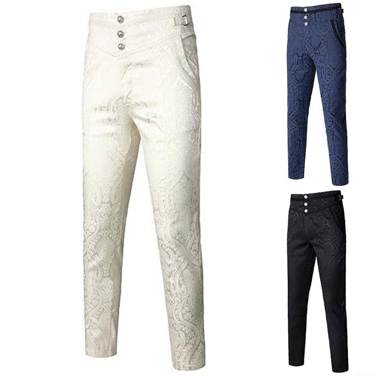 Pantalon Gothique Rétro Costume d'Halloween pour Hommes - Pantalon Steampunk Victorien pour Cosplay, Carnaval d'Halloween (Noir, M)