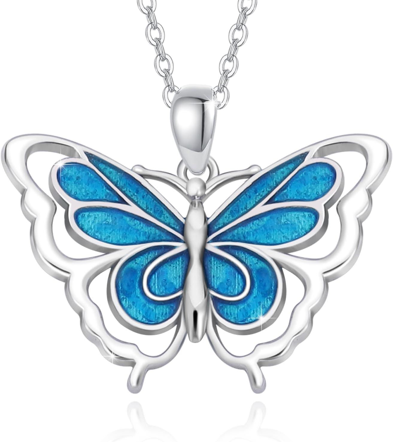 Butterfly Necklace 925 Sterling Silver Butterflies Pendant Necklace Animal Jewelry Gifts for Women
