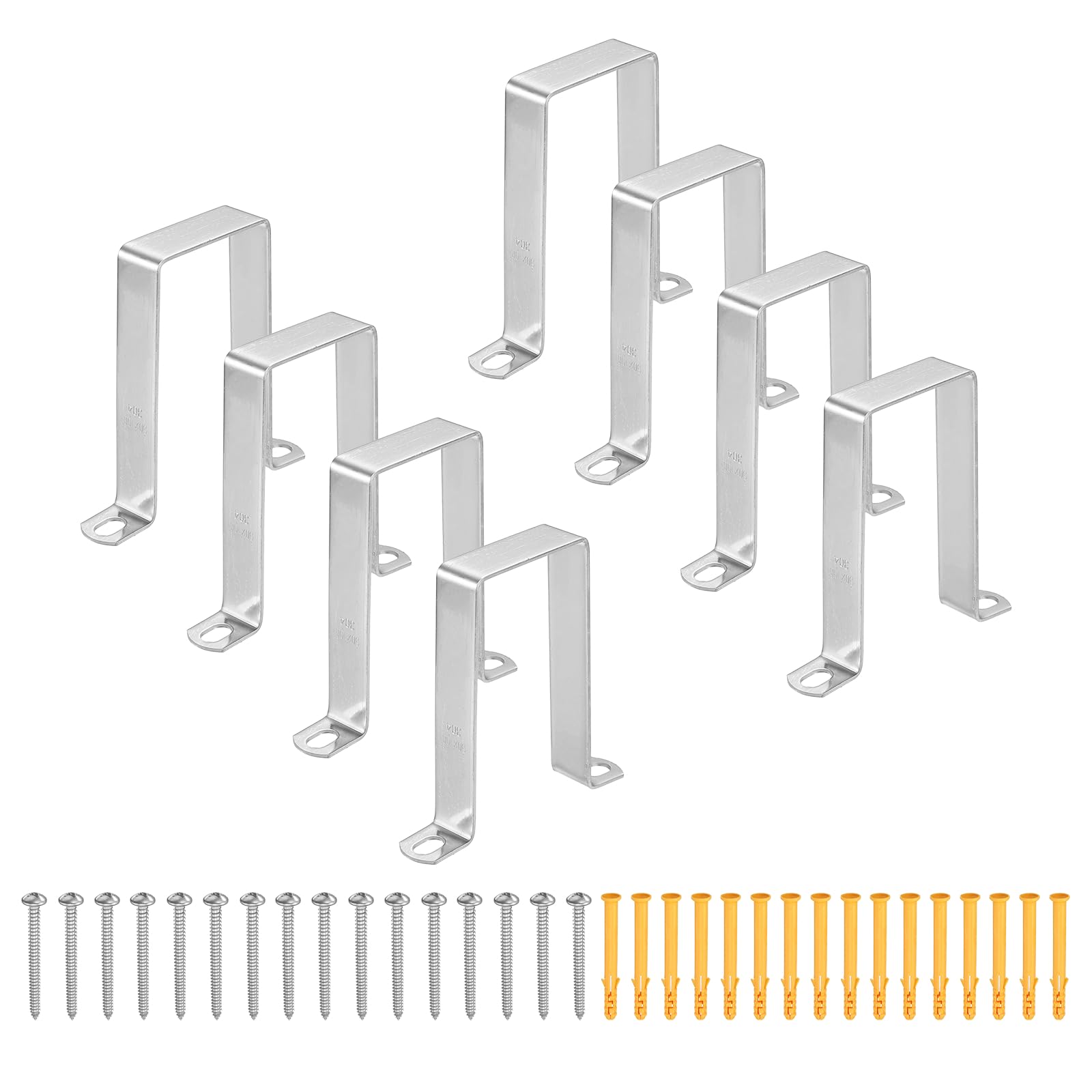 QUARKZMAN Fascetta per Tubo Quadrato 50x100mm 12 Pezzi | Acciaio Inossidabile 304, Forma a U, Staffa di Collegamento a Telaio con Viti, per Flessibile, Cavo e Recinzione per Terrazza