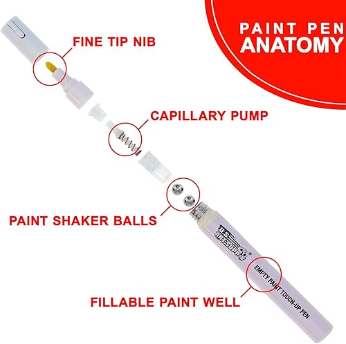 Miniatura 3 de U.S. Art Supply - Rotuladores de retoque de pintura en blanco vacíos (juego de 6) - Llena con tu propio arte Pintura acrílica a base de aceite y