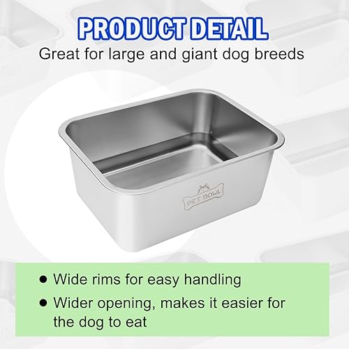 Miniatura 6 de Cuencos de agua para perros grandes, 3 galones, de acero inoxidable duradero, tazón de agua y comida de gran capacidad para interiores y exteriores,