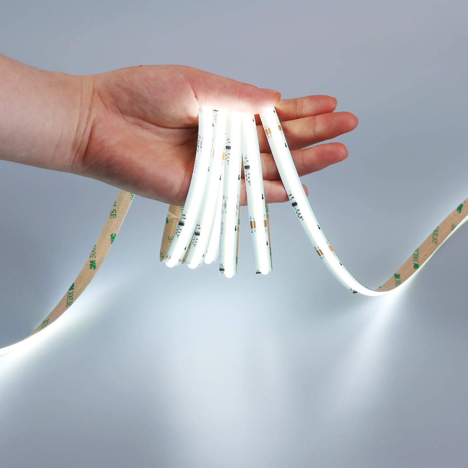 GOMING 24V 10M WS2811 IC COB LED Strip Lights Cool White 6000K Addressable Running Water Effects 360LED/M CRI 93+ IP20 Not Waterproof LED Tape Lights for Home Decor(No Adapter and Controller)