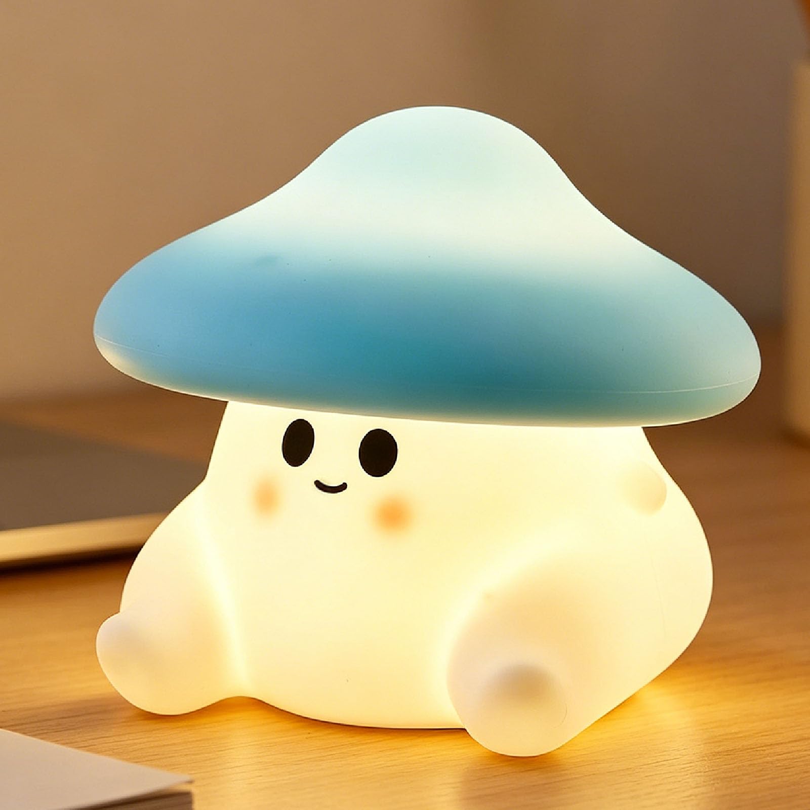 Mushroom Night Light for Kids, Cute Mushroom Lamp Silicone Baby Nursery Night Lamp, Dimmable Squishy Touch Bedside Lamps, Adorable Rechargeable Animal Lamps Gifts Kawaii Room Decor for Kids Girls Boys