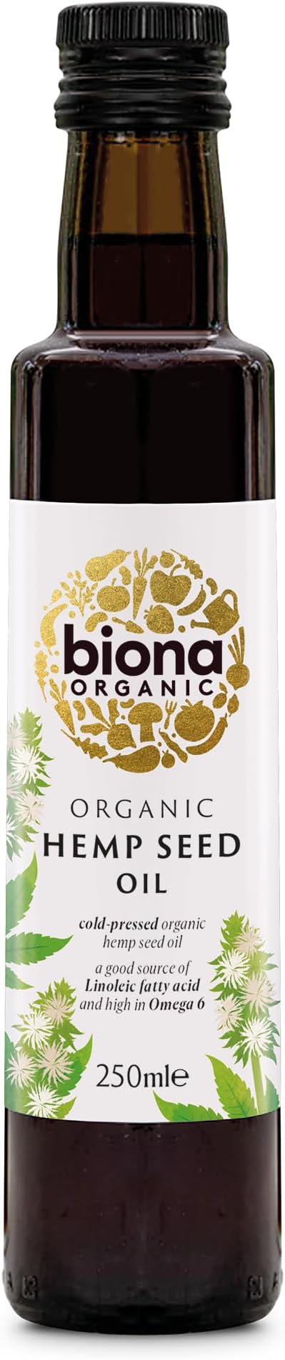 Organic Hemp Seed Oil 250ml - Cold-pressed & Unrefined - Source of Omega 3, Omega 6 & Vitamin D - Ideal for Soups, Salads & Hair, Skin & Nail Health - Non GMO, Vegan