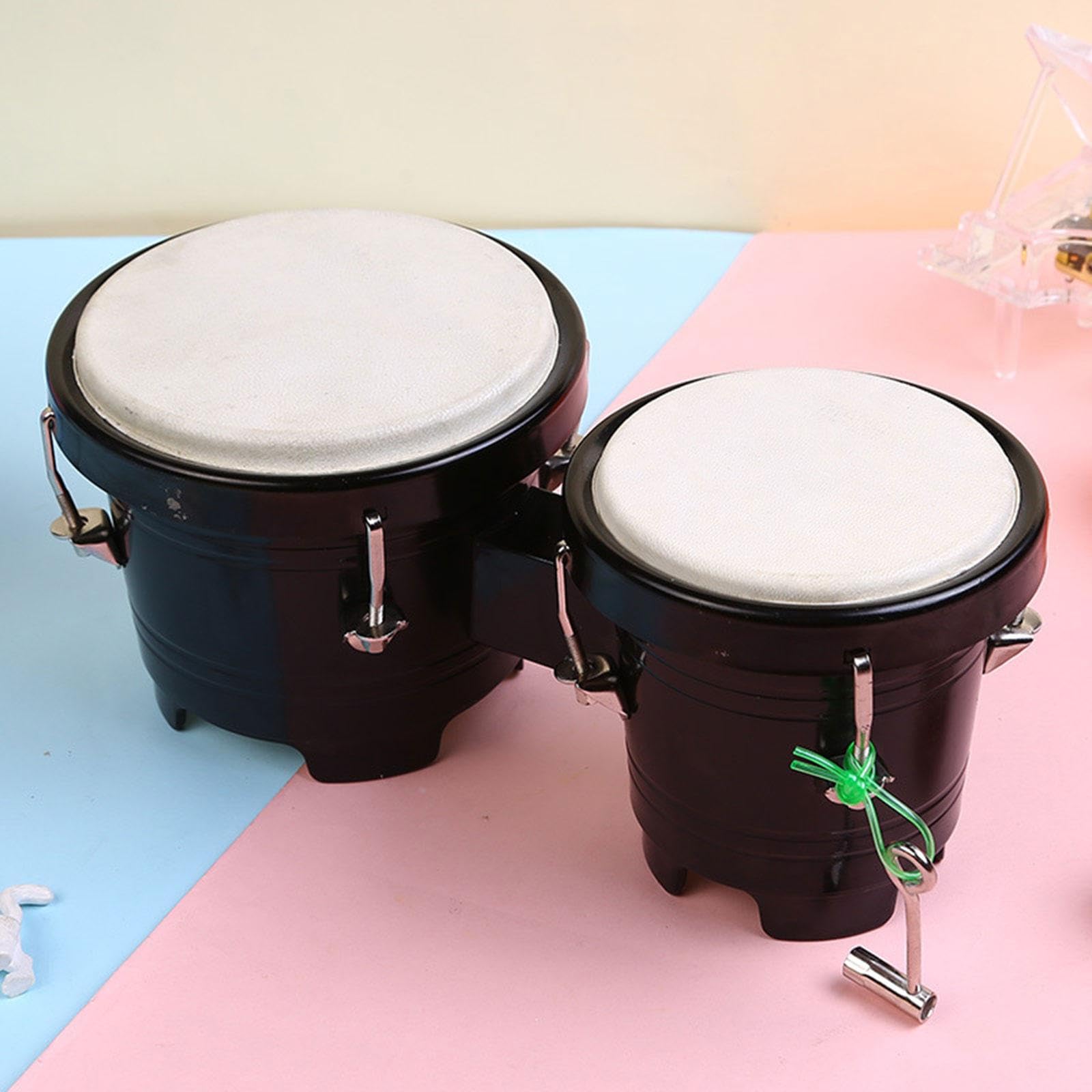 Juego de Bongos, Instrumento de Percusión, Juguete Educativo, Construcción Robusta, Sonido Resonante, Adecuado para Clases de Música Y Juegos Grupales, Negro