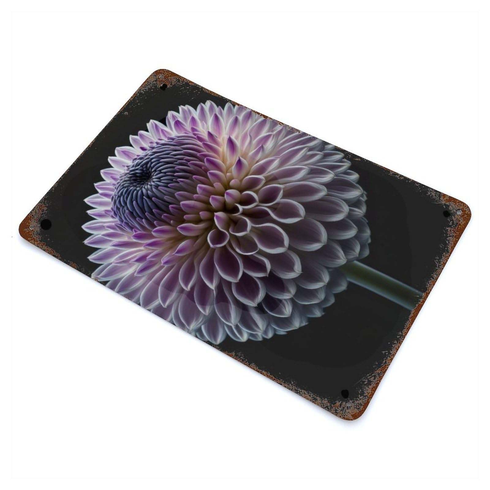Blooming Dahlia Vintage Rust Metal Sign 11.8"x7.9", Farmhouse Wall Decor for Garage, Pub Or Kitchen