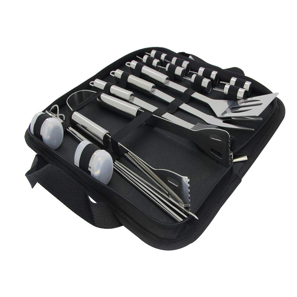 Utoolmart Zestaw narzędzi do grillowania – 18 w 1 akcesoria do grillowania ze stali nierdzewnej z walizką, zawiera szpatułkę, szczypce, szaszłyki