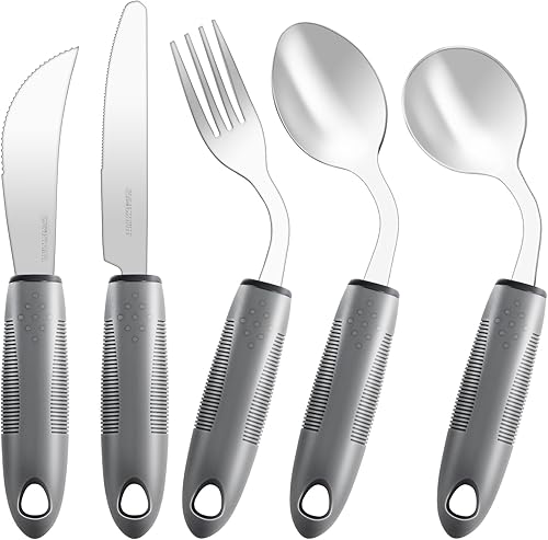 Utensilios adaptativos, utensilios con peso para temblores de manos, utensilios para pacientes con Parkinson, ancianos, artritis, agarre débil,