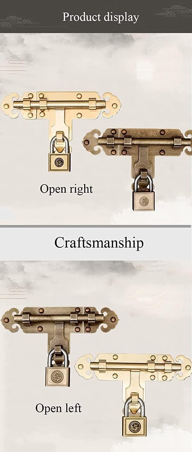 Sliding Lockfor Portable Door Lock, Door Lock Latch, Door Latch Lock, Heavy Duty Solid Thicken Pure Copper, Durable, Door Lock(Color:Brass Color) (Color : Brass Color)