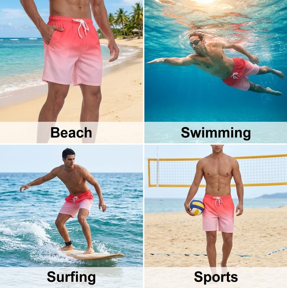 Image of Keevoom Mens Swim Trunks Compression Liner Swimming Shorts Swimwear Quick Dry Swimsuit Bathing Suits Board Shorts