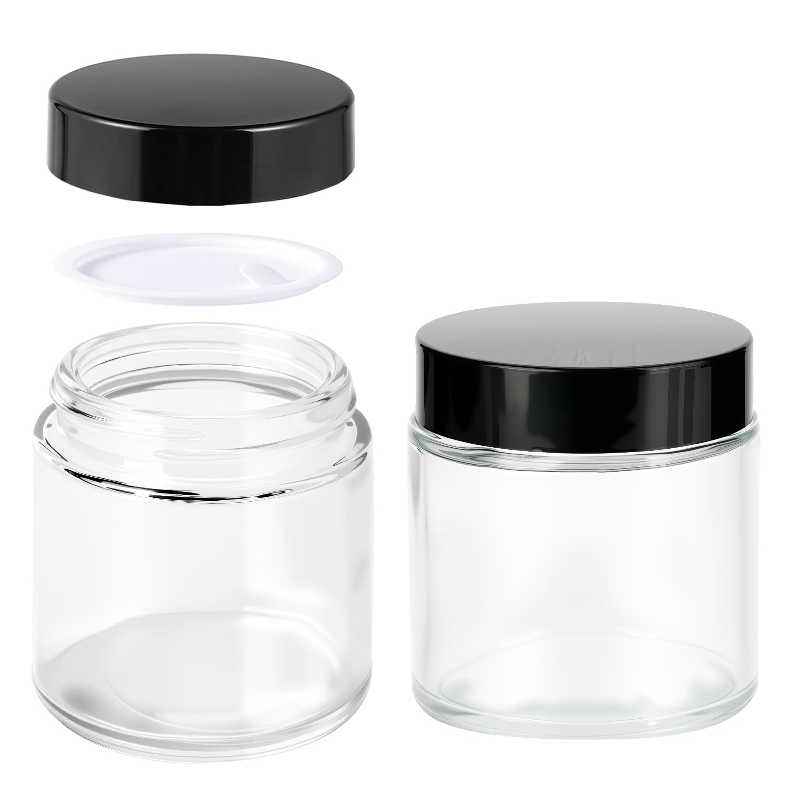 Petits bocaux en verre Hoa Kinh lot de 2 pots transparents avec couvercle hermétique noir 118ml