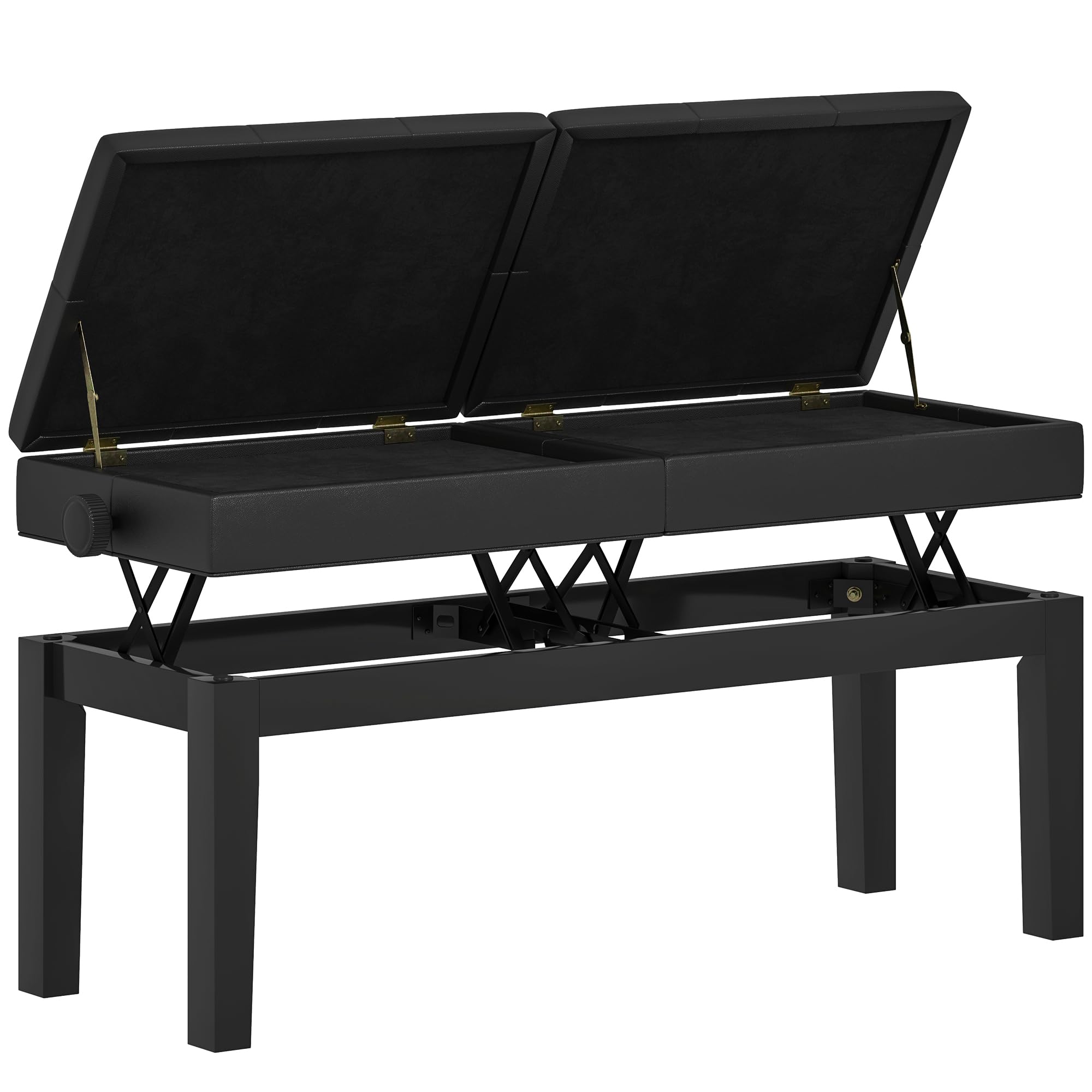 HOMCOM Klavierbank Höhenverstellbar Stauraum 105 x 37 x 48-58 cm Schwarz | Klavierhocker, Pianobank bis 220 KG Belastbar, Kunstleder