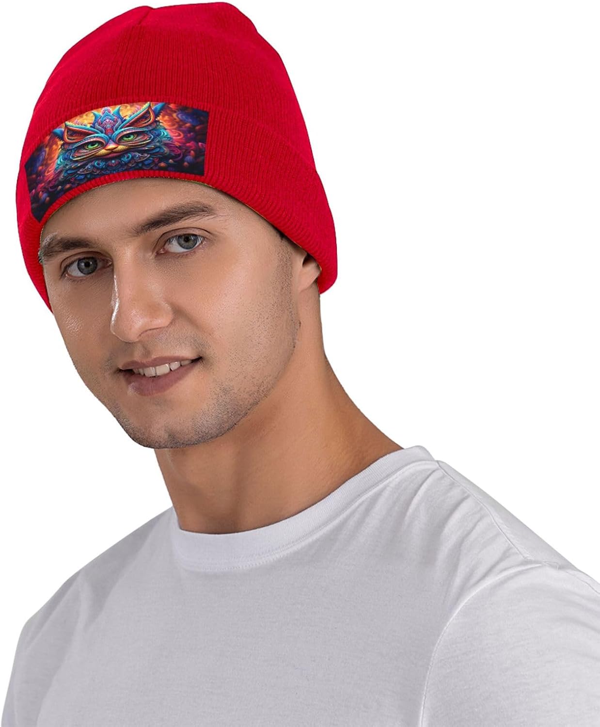 Mysterious and Colorful Cat Unisex Beanie for Men and Women Knit Hat Winter Beanies, Bulk Knit Hat for Cold Weather