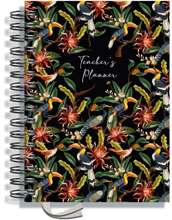 Teacher Planner 2026-2027 A5 size by Pirongs | 5 Lesson Planner for Teachers | Page a day | DATED, Hardback, Wiro-bound Teachers Planner - Jungle โ image 1
