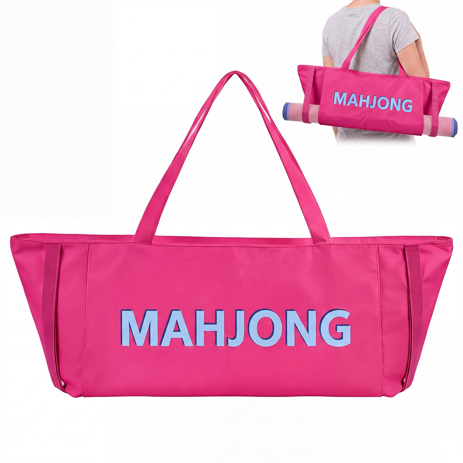 Abbylike 28"x9" Mahjong Bag for Mahjong Accessories,Hot Pink,Polyester