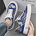 Men's Trendy Corduroy Ethnic Geometric Pattern Skateboard Shoes Non Slip Comfy for Outdoor Casual Activities Low Top Lace Up All Seasons (Blue A,6.5)