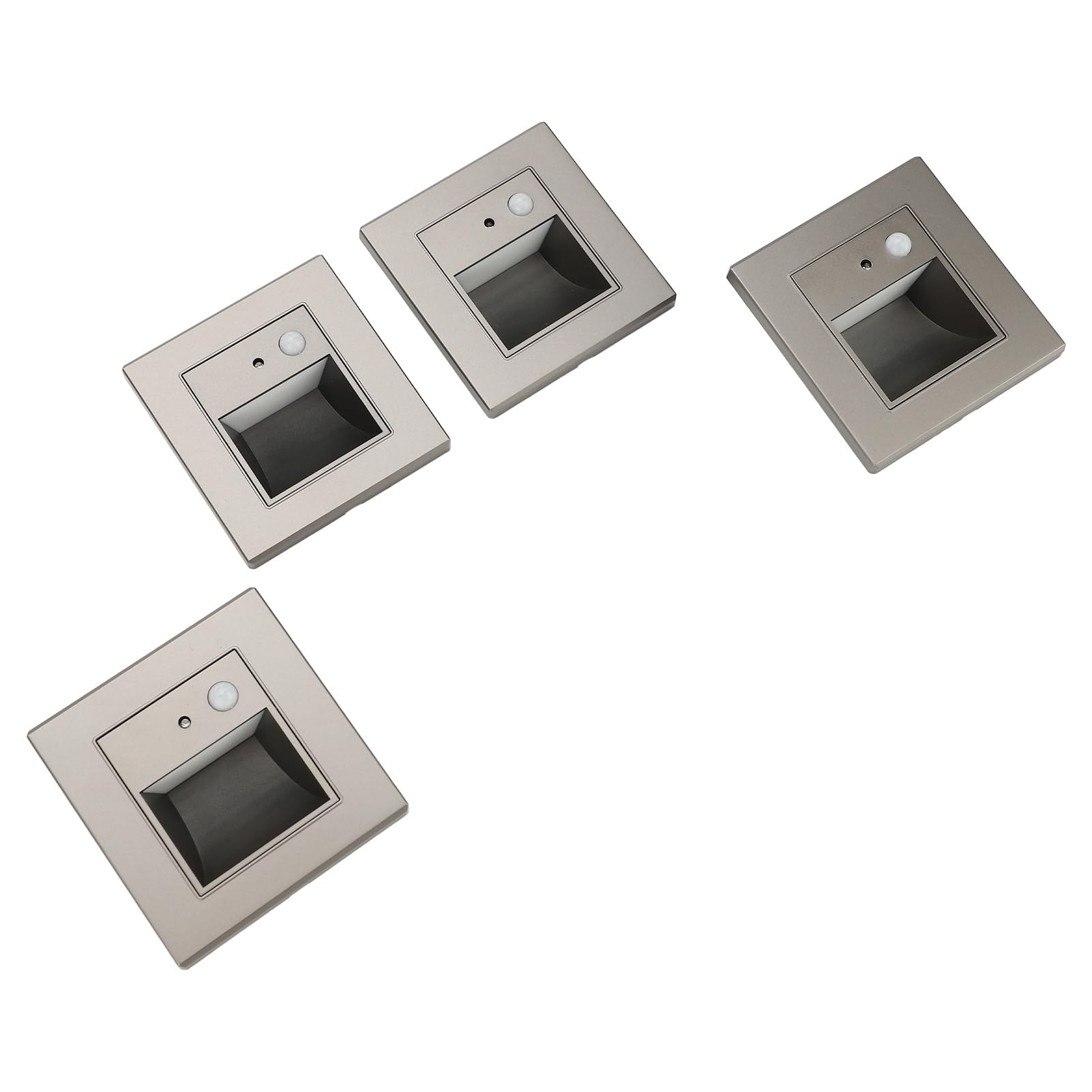 Cryfokt Stufenlichter mit Bewegungsmelder, 4 Stück, Intelligentes Induktions-Nachtlicht für Schlafzimmer, Treppen, Flur, 110–240 V, Warmweißes PC-Material (hellgrau)