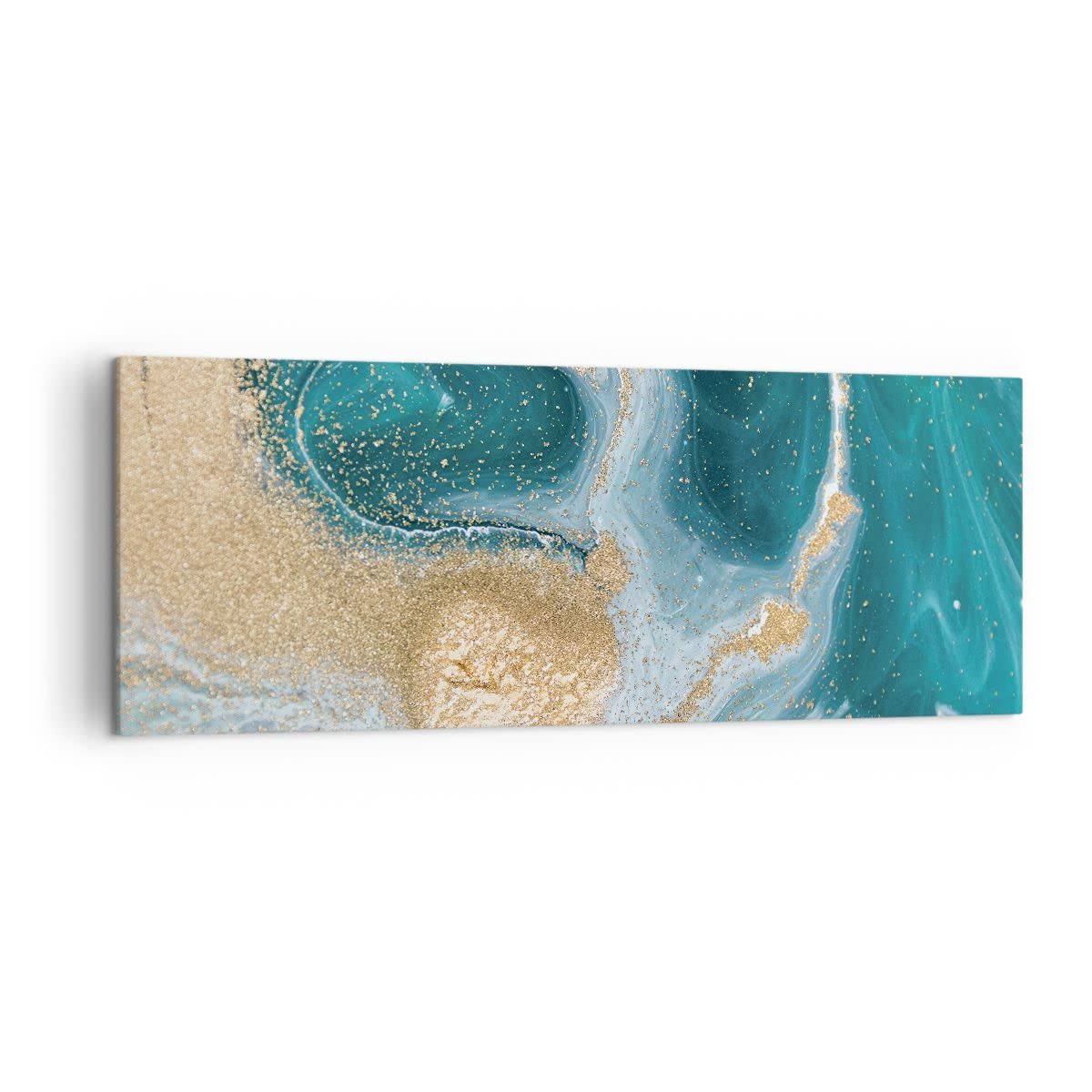 Tableau Sur Toile Abstrait Turquoise Effet 3D – Format 120x60 Cm, Cadre 2 Cm, Décoration Murale Moderne