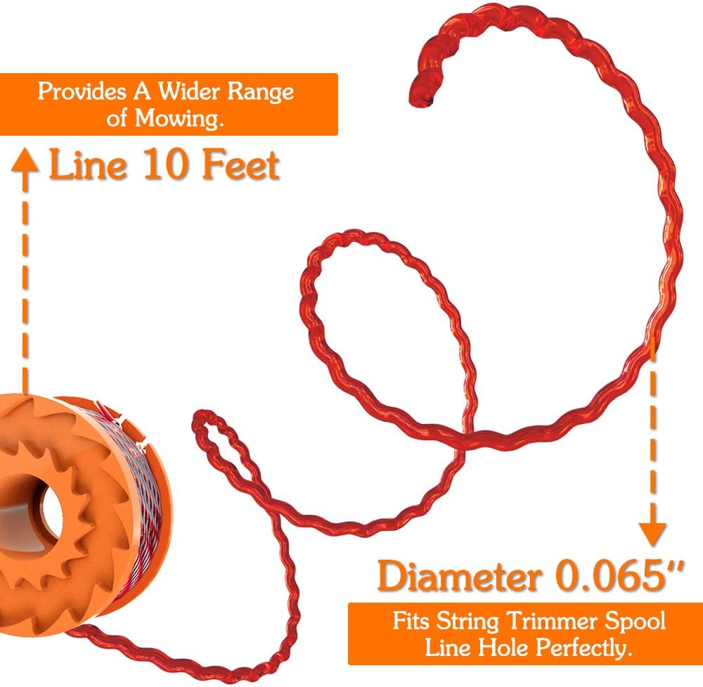 Future Way 9-Pack WA0010 Weed Eater String Replacement for Worx Select Electric String Trimmers, Plus 1 Cap