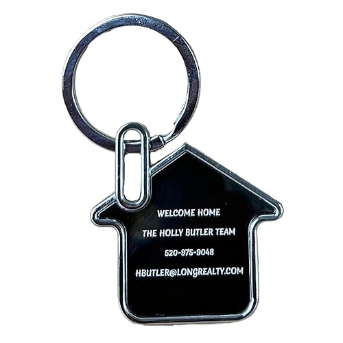 10 Pack Engraved House-Shaped Metal Key Holder - Realtor Logo