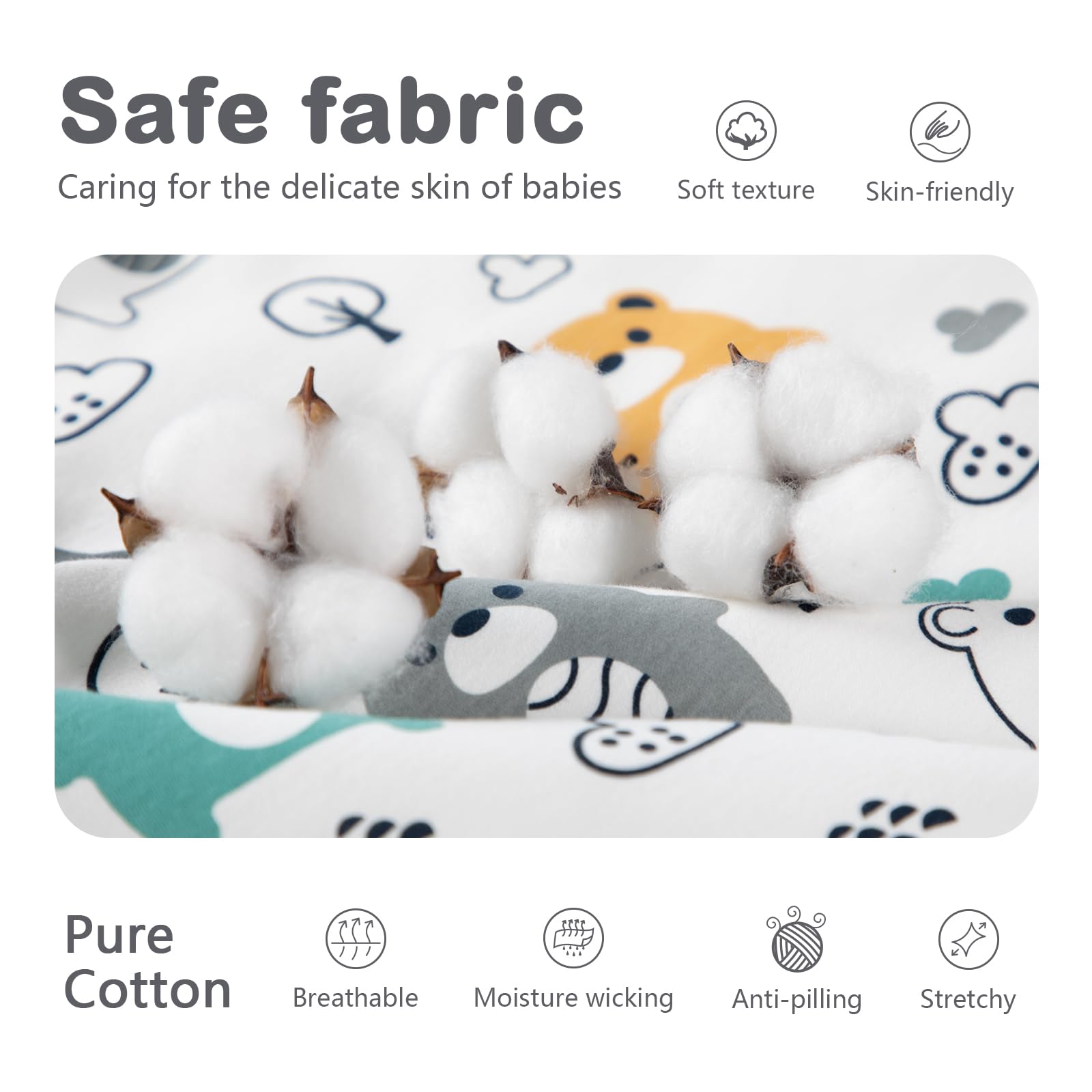Mosebears Winter Baby Sleeping Bag 2.5 Tog Soft Cotton Wearable Blanket Sleeveless Baby Sleep Sack Designed for Boys and Girls Cute Prints (Bear - Image 3