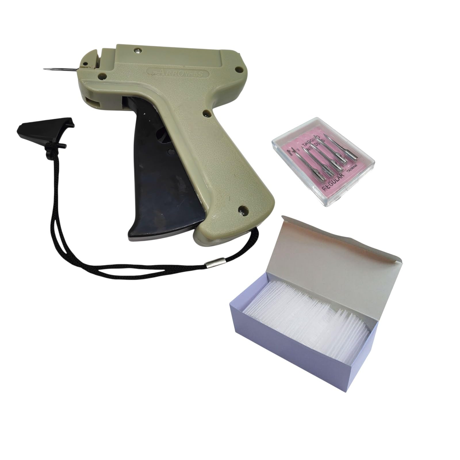 Tagging Gun Starter Kit – Arrow 5S Standard Tagging Gun with Needle + 5X Steel Replacement Needles + 5000x 40mm Clear Tagging Barbs – for Clothing, Retail, Standard Tagpins Only