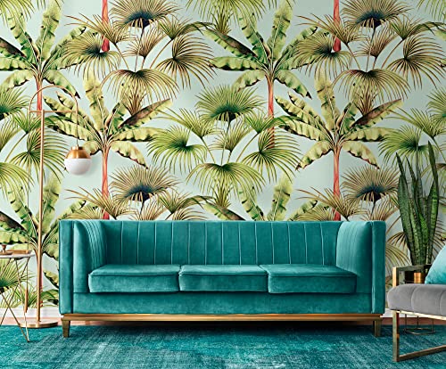 Livingwalls Travel Styles - Carta Da Parati Tropicale In Tessuto Non Tessuto, Colore Blu E Verde, Per Diversi Ambienti, 1,59 M X 2,80 M - 2