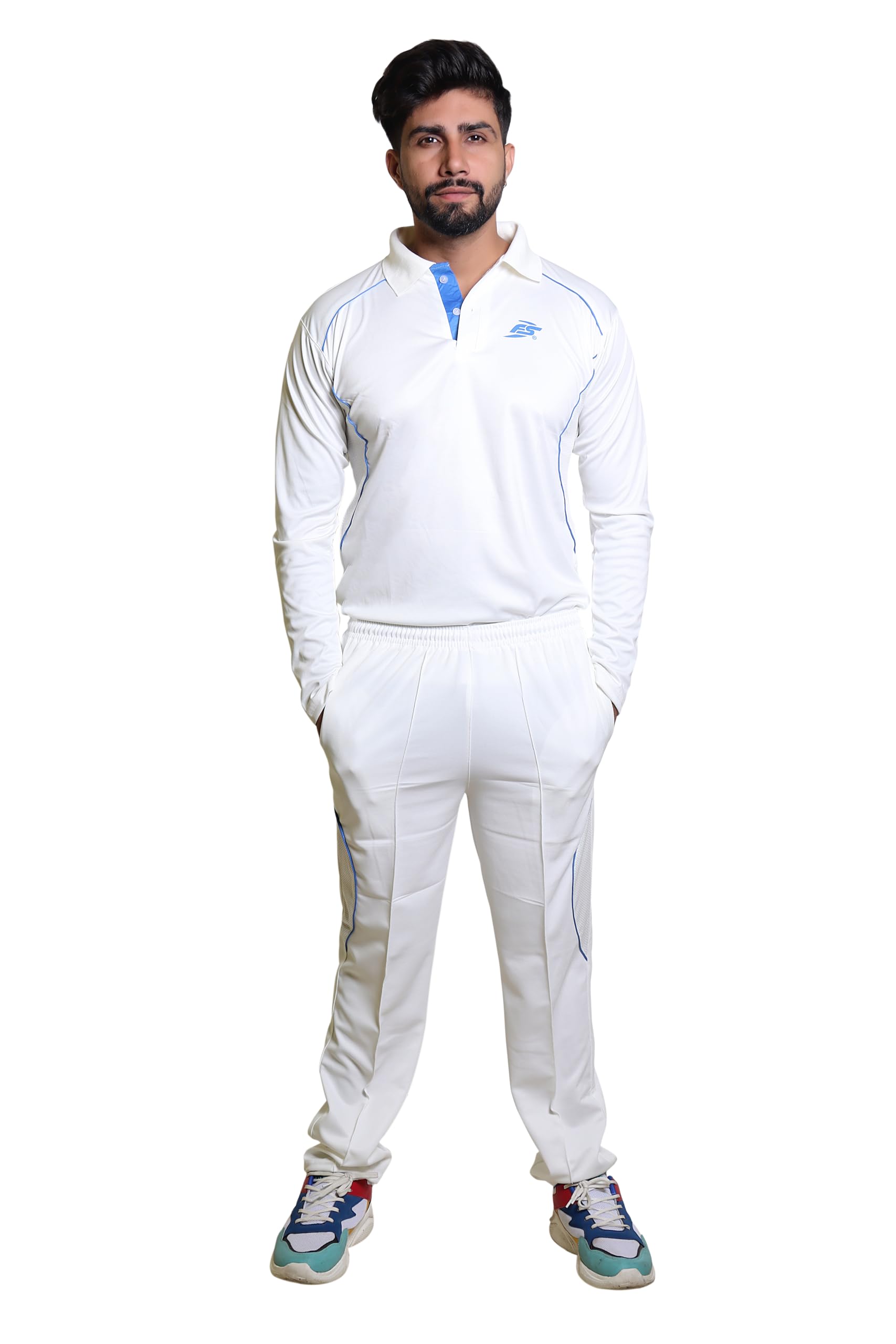 Men's Off-White Cricket Dress Set – Full Sleeves Jersey with Matching Lower | Sportswear Uniform for Cricket Practice & Matches-image-49