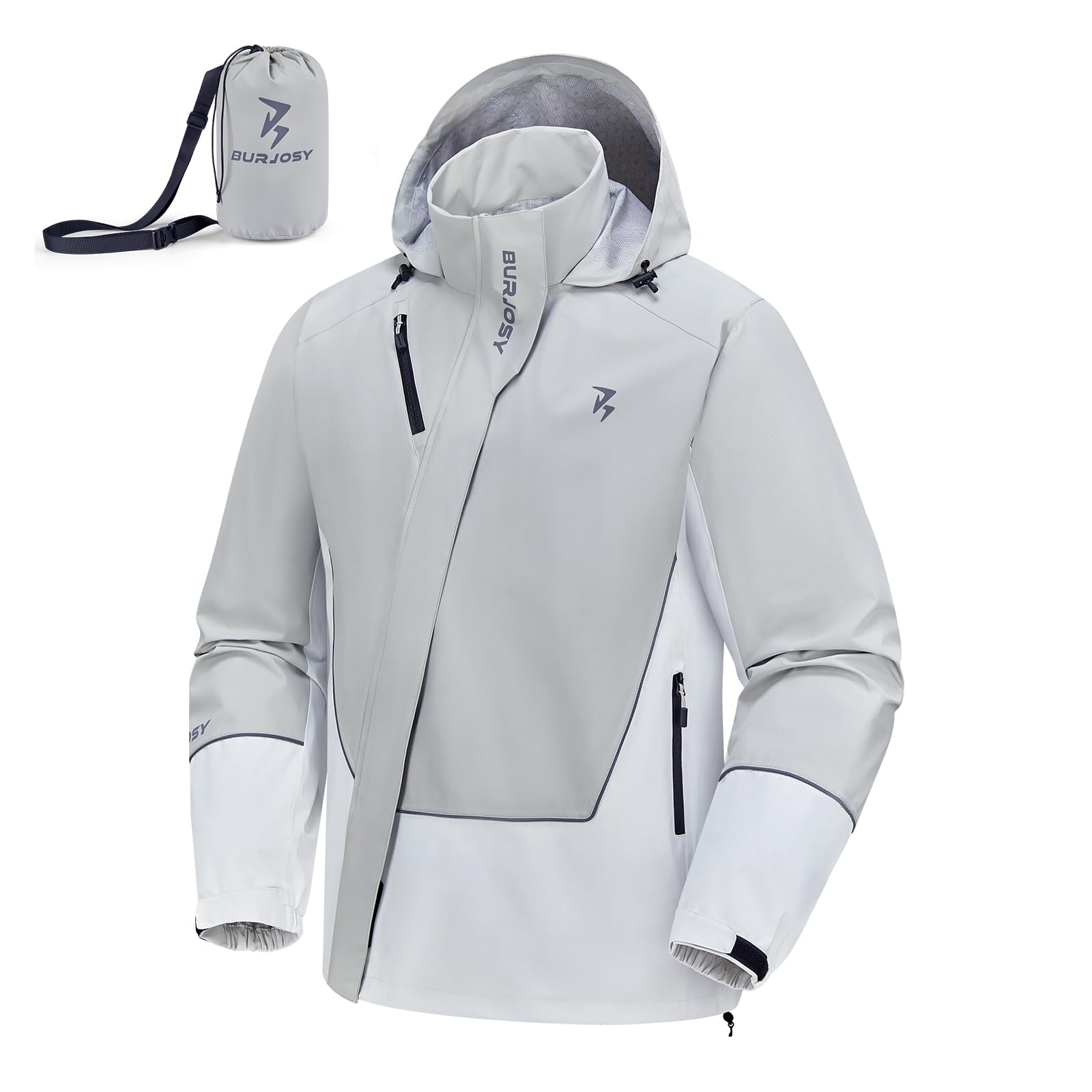 Chubasquero Hombre Impermeable y Transpirable Chaqueta de Lluvia con Bolsillo Trasero Ligera Plegable para Ciclismo Senderismo y Pesca