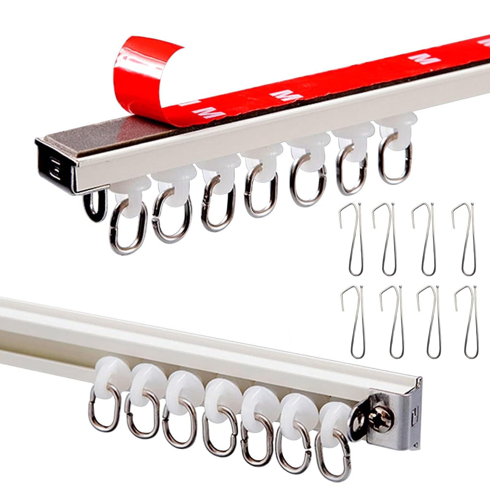 Riel autoadhesivo para rieles deslizantes de 40 a 500 cm, sin necesidad de taladrar, montaje en techo/pared, incluye Hoo Color C, tamaño 3,5 m