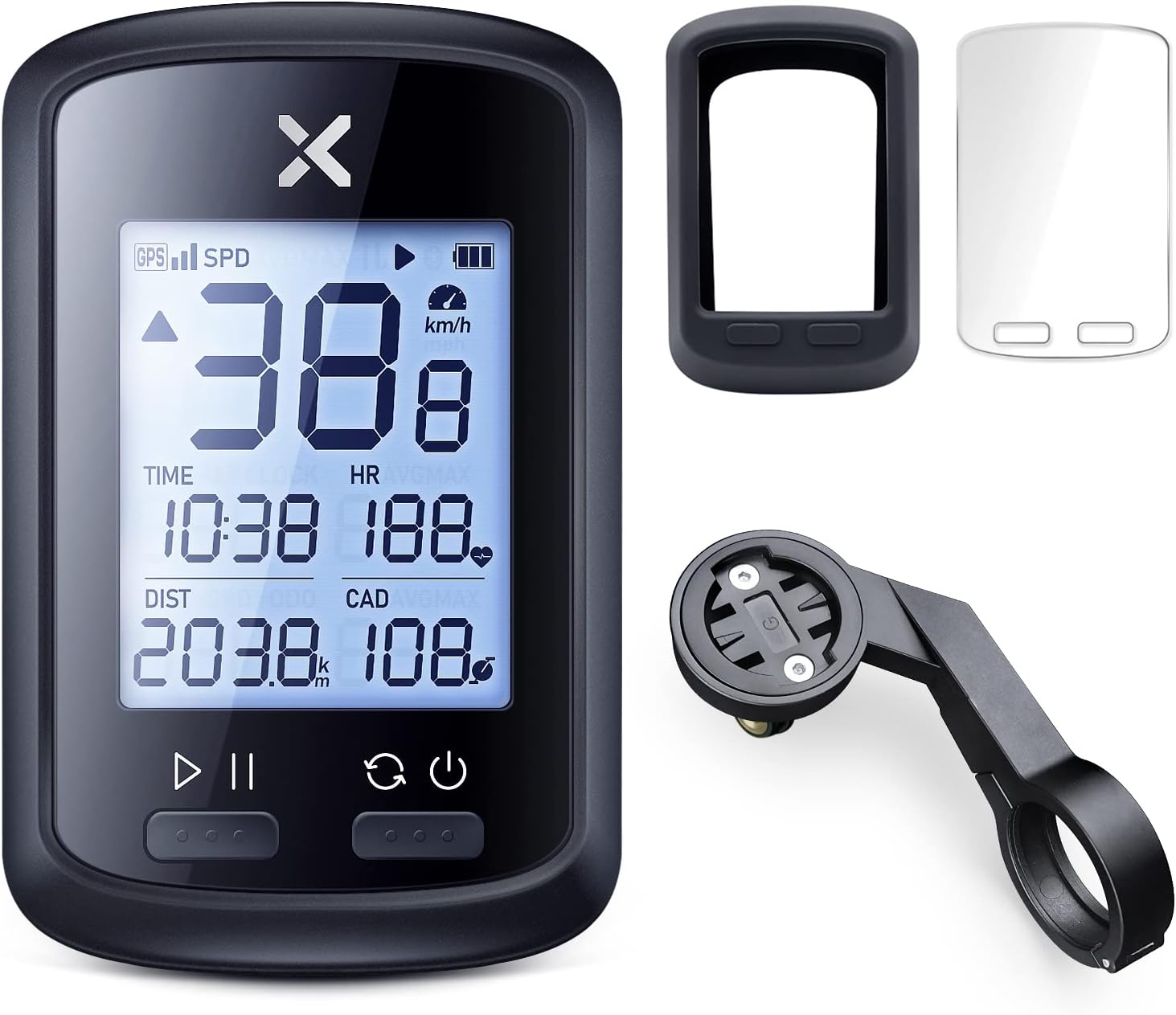 XOSS G+ GPS Bike Computer with Mount, Bluetooth Wireless