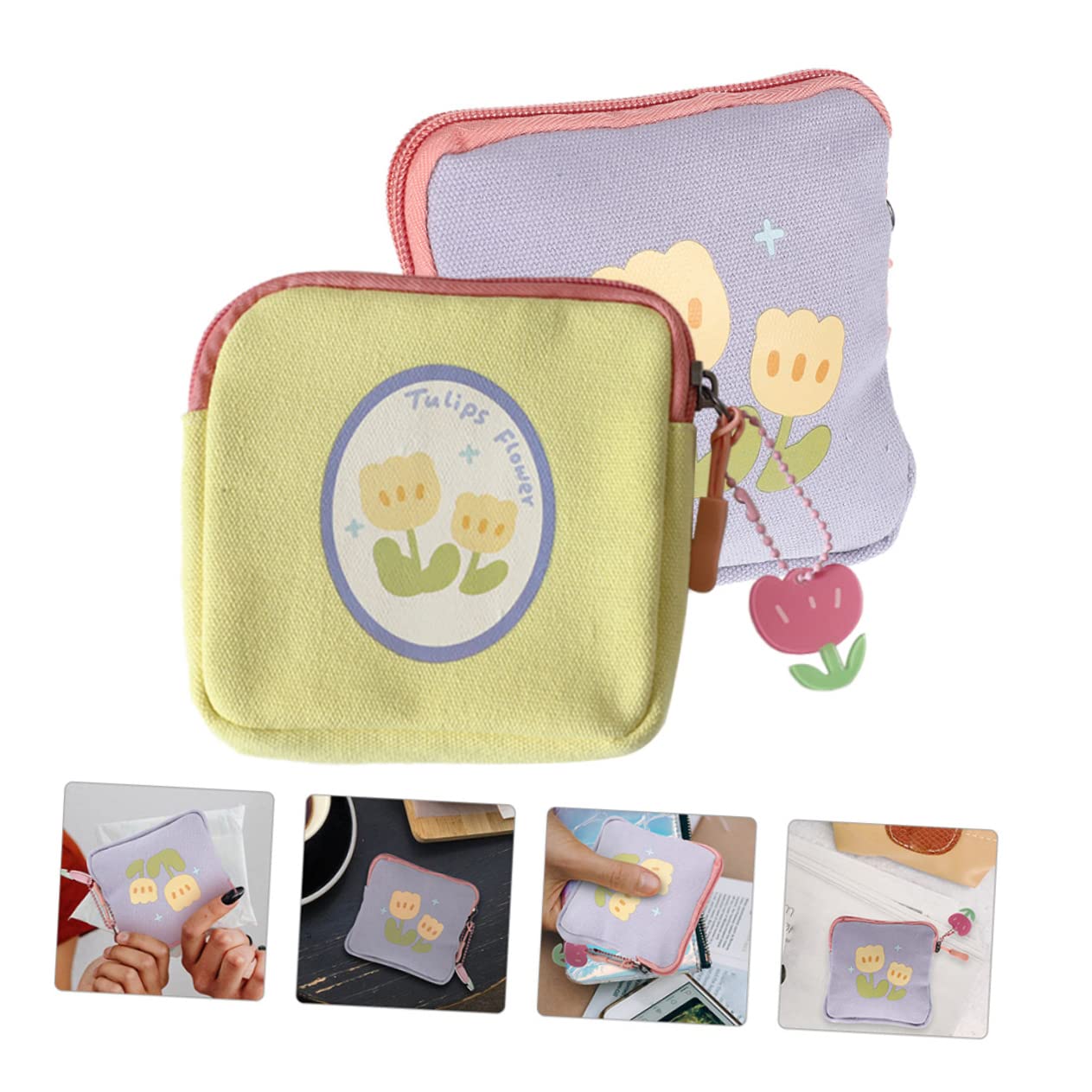 SHERCHPRY 10piezas Bolsa De Almacenamiento para Toallas Sanitarias y Monedas Neceser De Menstruación Femenina Diseño Floral y Multiusos para Tarjetas y Accesorios