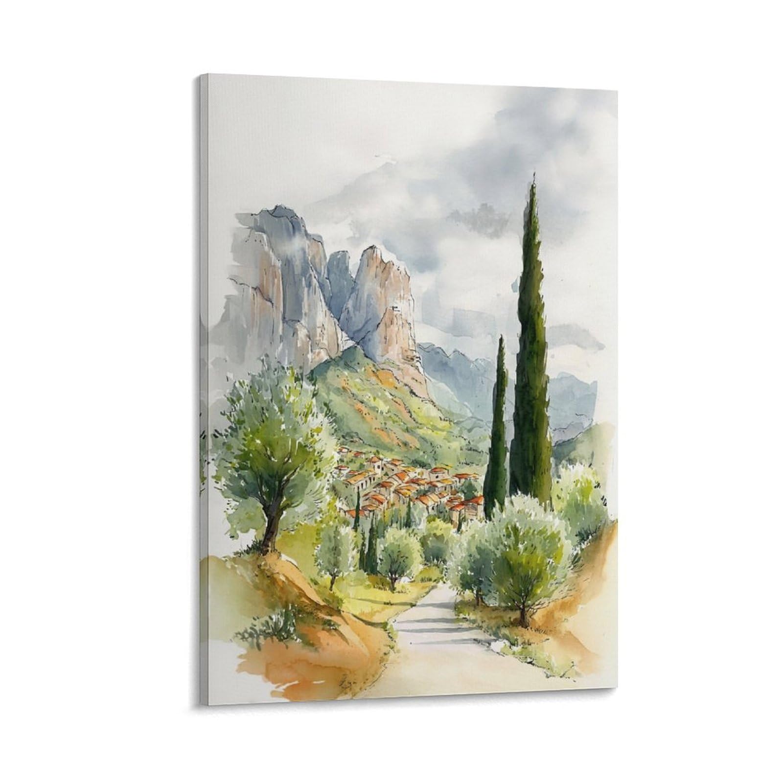 Cnaheiz Frame-Style Sedona Arizona Watercolor Painting_ Desert Landscape Art Print 24X36inch(60X90cm) Vintage Watercolor Canvas Art